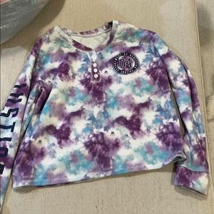 Tie dye blue and purple sweater/button up